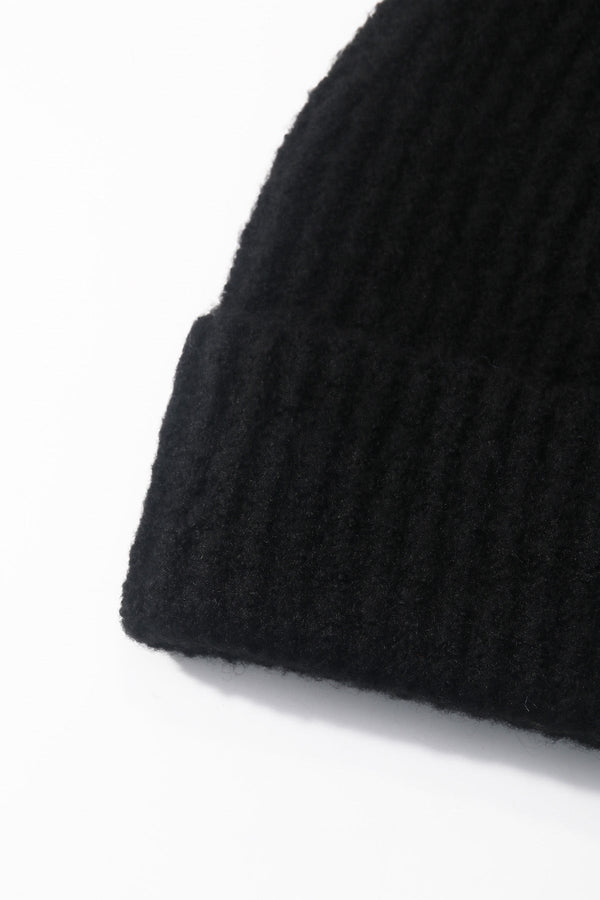 Carraig Donn Black Knit Ribbed Beanie Hat