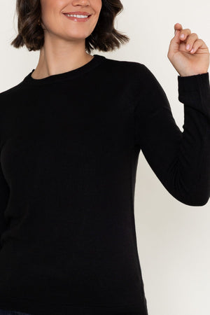 Carraig Donn Black Knitted Crew Neck Long Sleeve Jumper