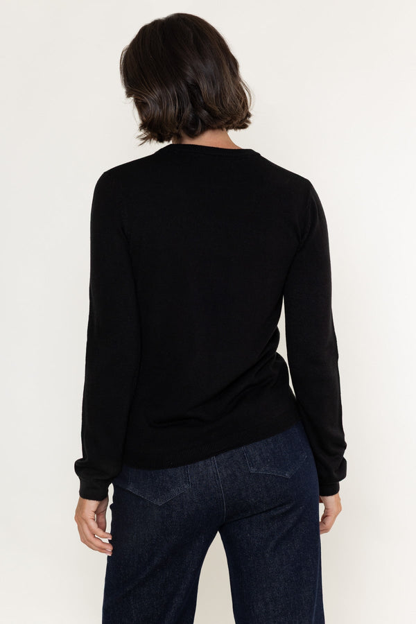 Carraig Donn Black Knitted Crew Neck Long Sleeve Jumper