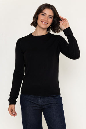 Carraig Donn Black Knitted Crew Neck Long Sleeve Jumper
