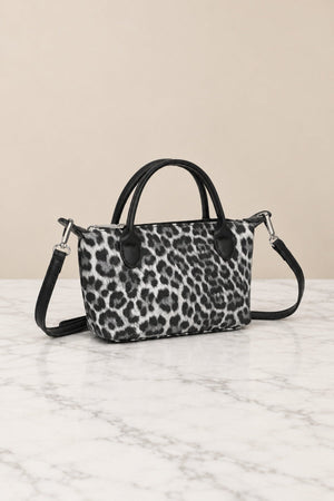 Carraig Donn Black Leopard Print Top Handle Mini Tote Bag