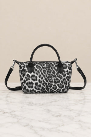 Carraig Donn Black Leopard Print Top Handle Mini Tote Bag