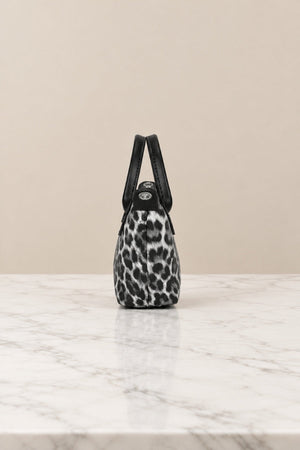 Carraig Donn Black Leopard Print Top Handle Mini Tote Bag