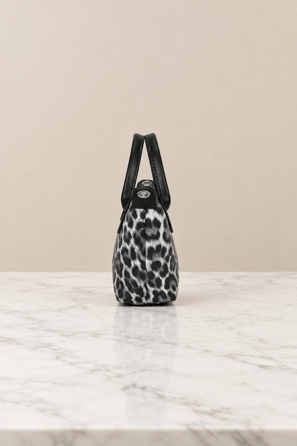 Carraig Donn Black Leopard Print Top Handle Mini Tote Bag