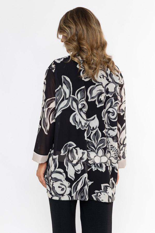 Carraig Donn Black Longline 3/4 Sleeve Kimono Cover Up Twin Set