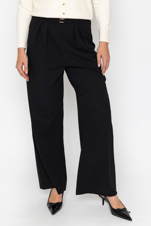 Carraig Donn Black Mid Rise Wide Leg Belt Detail Pull On Trousers