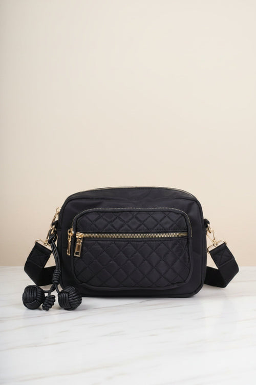 Black Nylon Quilted Charm Camera Bag
