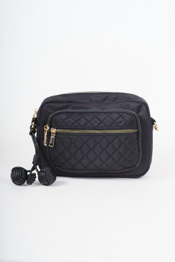 Carraig Donn Black Nylon Quilted Charm Camera Bag