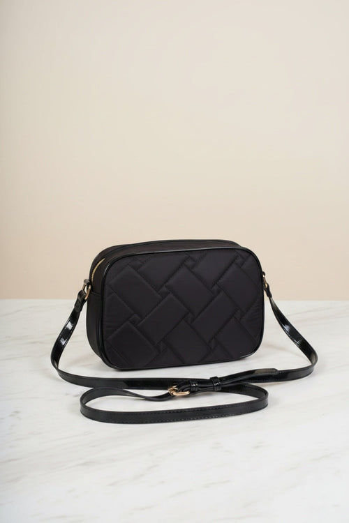 Carraig Donn Black Nylon Quilted Snake Head Crossbody Bag