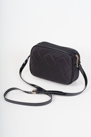 Carraig Donn Black Nylon Quilted Snake Head Crossbody Bag