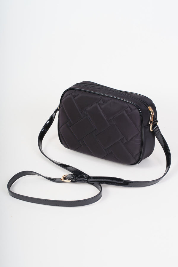 Carraig Donn Black Nylon Quilted Snake Head Crossbody Bag