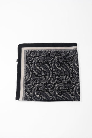 Carraig Donn Black Paisley Contrast Print Viscose Neckerchief Scarf