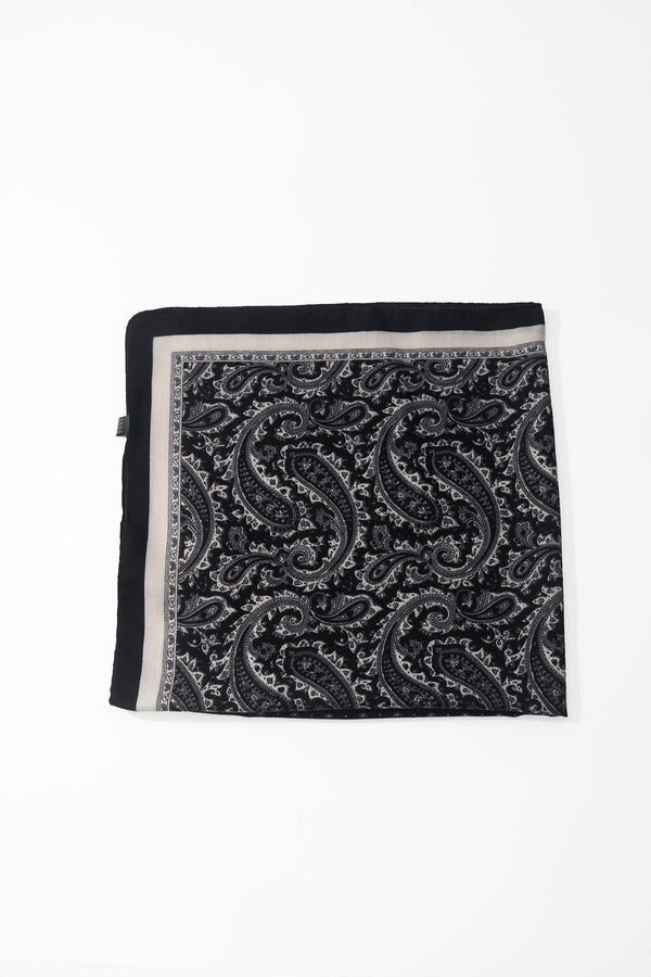 Carraig Donn Black Paisley Contrast Print Viscose Neckerchief Scarf