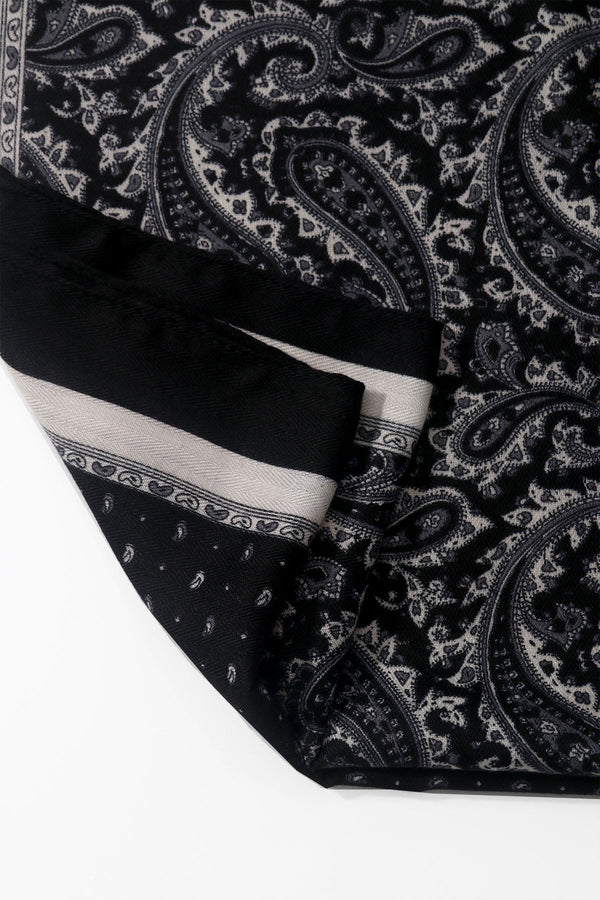 Carraig Donn Black Paisley Contrast Print Viscose Neckerchief Scarf