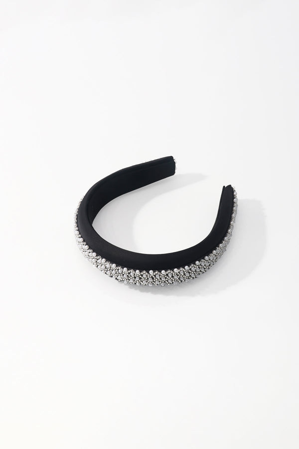 Carraig Donn Black Pearl & Silver Bead Embellished Hairband