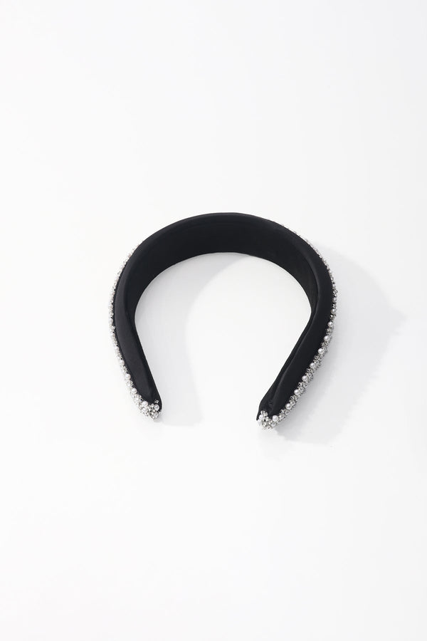 Carraig Donn Black Pearl & Silver Bead Embellished Hairband