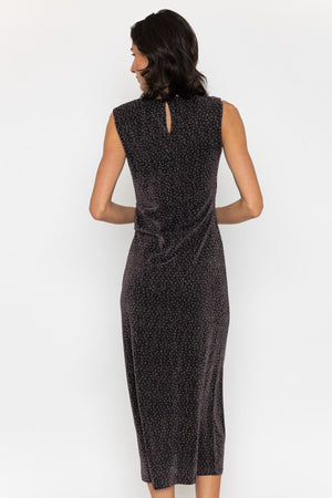 Carraig Donn Black & Pink Sparkle Twist Front Sleeveless Midi Dress