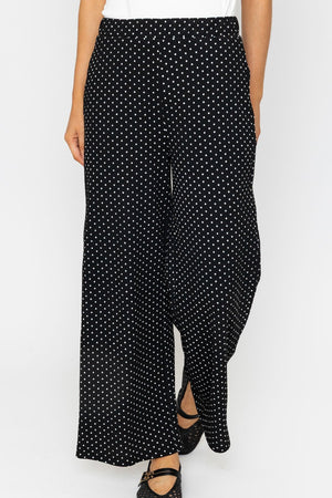 Carraig Donn Black Polka Dot Trousers with Elastic Waist