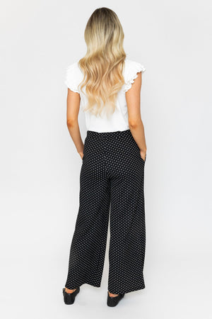 Carraig Donn Black Polka Dot Trousers with Elastic Waist