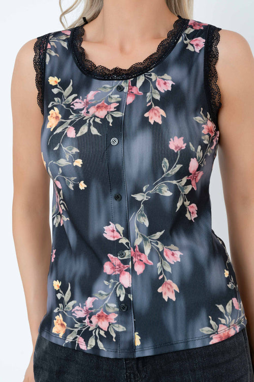 Carraig Donn Black Printed Viscose Blend Vest Top