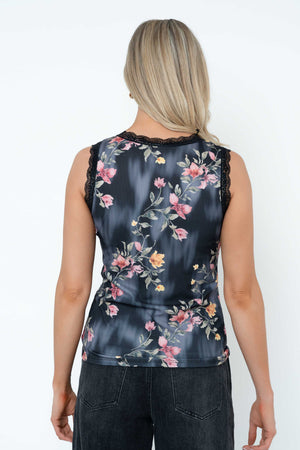 Carraig Donn Black Printed Viscose Blend Vest Top