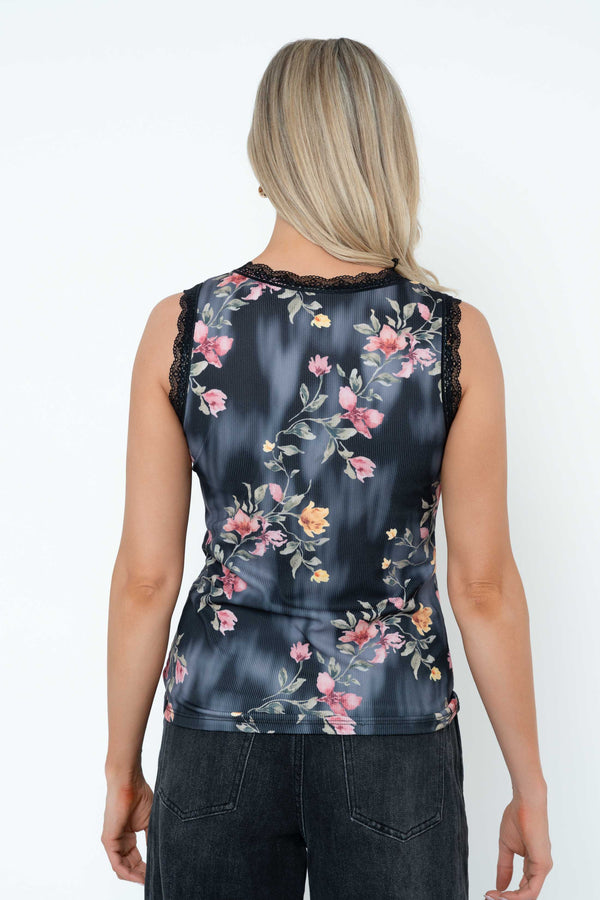 Carraig Donn Black Printed Viscose Blend Vest Top