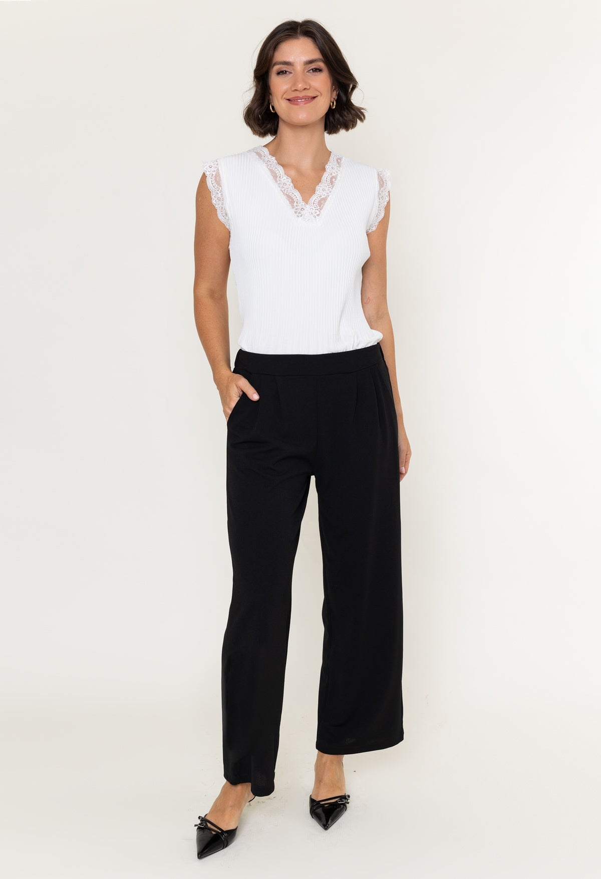 Black Scuba High Waisted Trousers