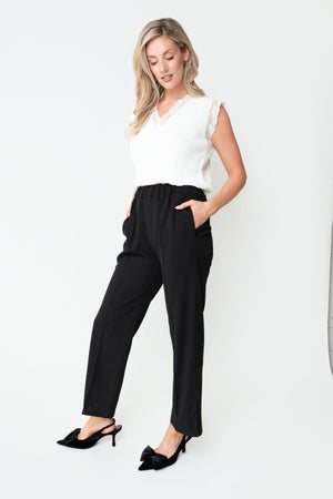 Carraig Donn Black Seam Detail Scuba High Waisted Trousers