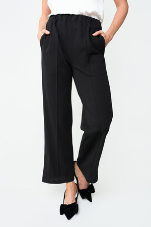 Carraig Donn Black Seam Detail Scuba High Waisted Trousers