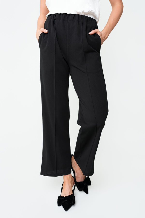 Carraig Donn Black Seam Detail Scuba High Waisted Trousers