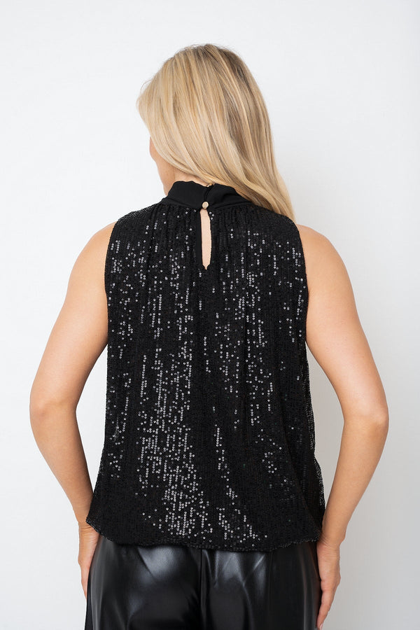 Carraig Donn Black Sequin Halter Neck Sleeveless Top