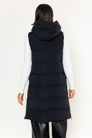 Carraig Donn Black Shell Longline Quilted Hooded Gilet