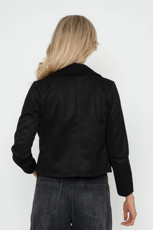 Carraig Donn Black Suede Cropped Cover Up Jacket
