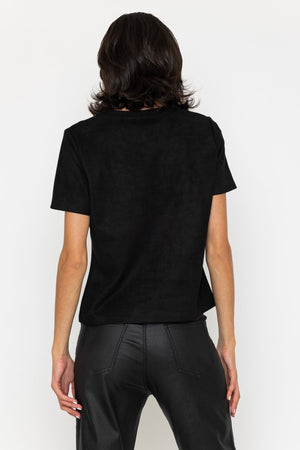 Carraig Donn Black Suedette Embellished Short Sleeve Top