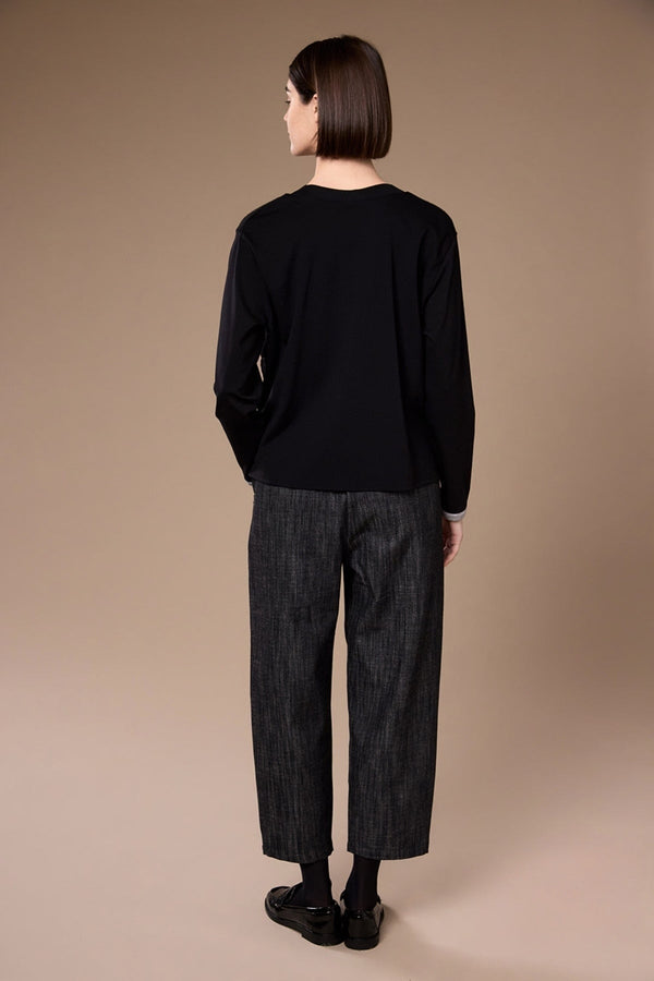 Carraig Donn Black Textured Grey Panel Long Sleeved Top