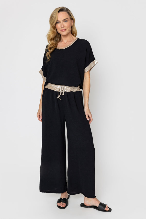 Carraig Donn Black Trousers with Gold Trim