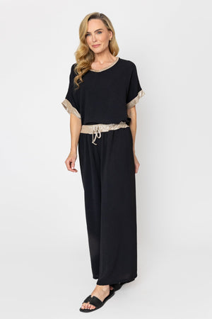 Carraig Donn Black Trousers with Gold Trim