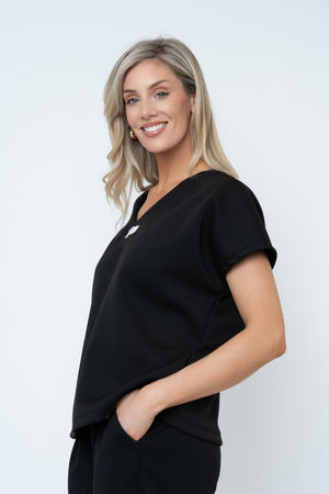 Carraig Donn Black V-Neck Sweatshirt Top