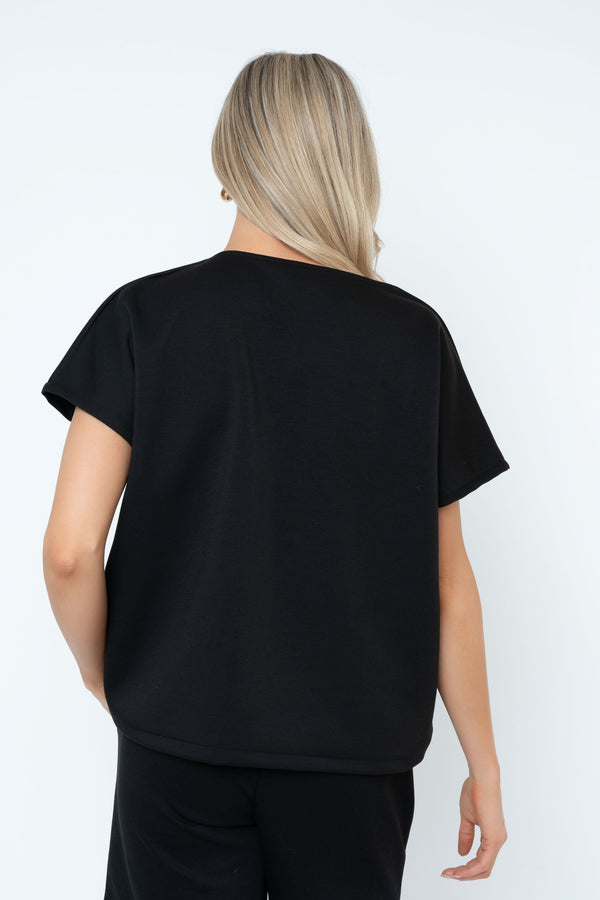 Carraig Donn Black V-Neck Sweatshirt Top