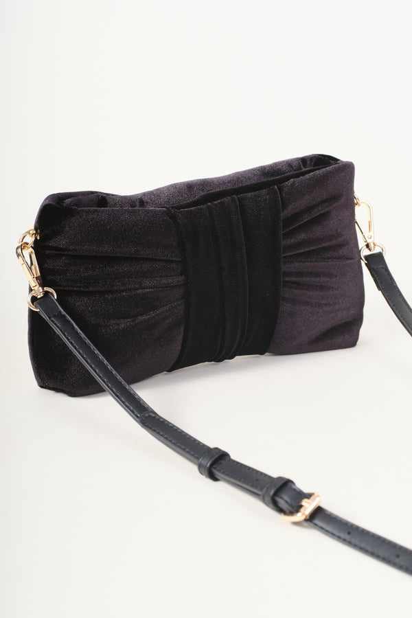 Carraig Donn Black Velvet Bow Crossbody Bag