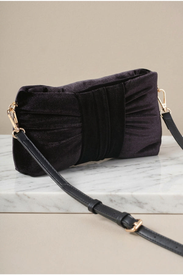 Carraig Donn Black Velvet Bow Crossbody Bag