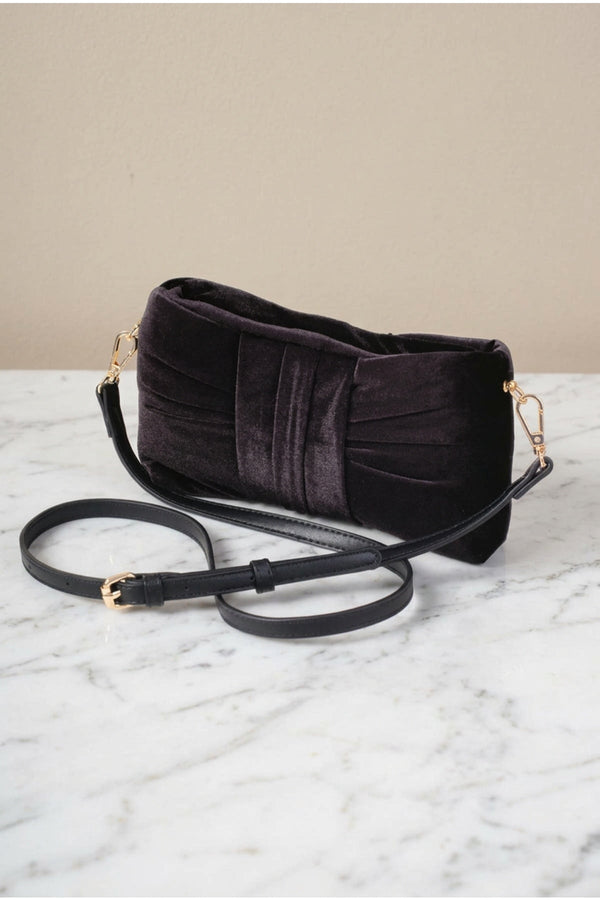 Carraig Donn Black Velvet Bow Crossbody Bag
