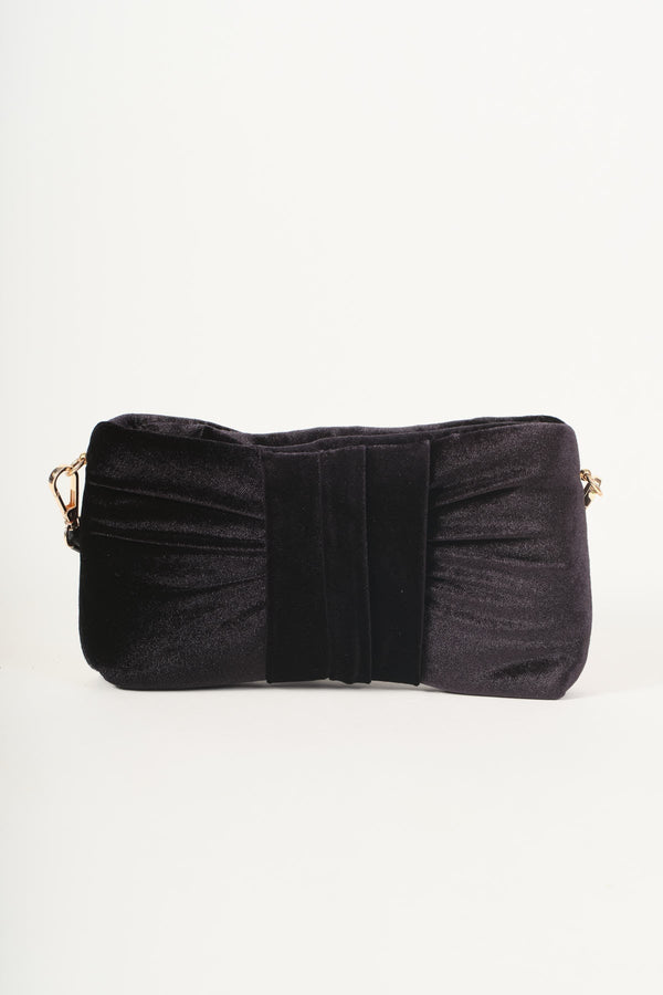 Carraig Donn Black Velvet Bow Crossbody Bag