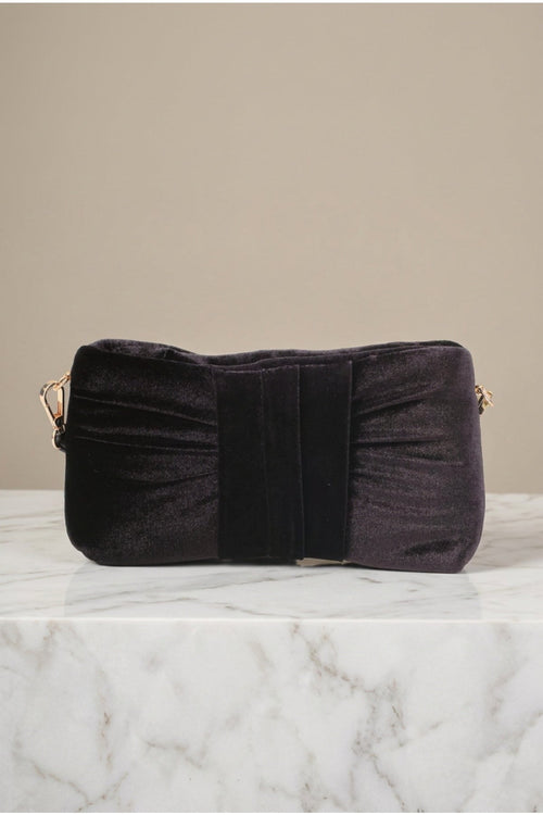 Black Velvet Bow Crossbody Bag