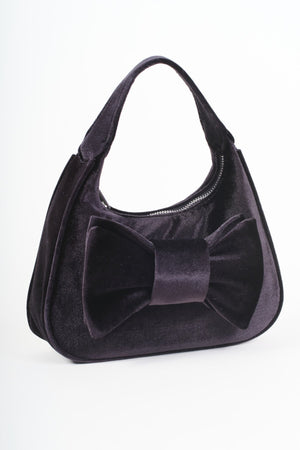 Carraig Donn Black Velvet Bow Detail Mini Hobo Bag