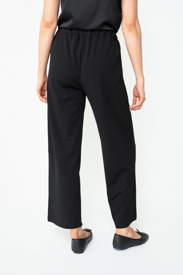 Carraig Donn Black Viscose Blend High Waisted Wide Leg Trousers