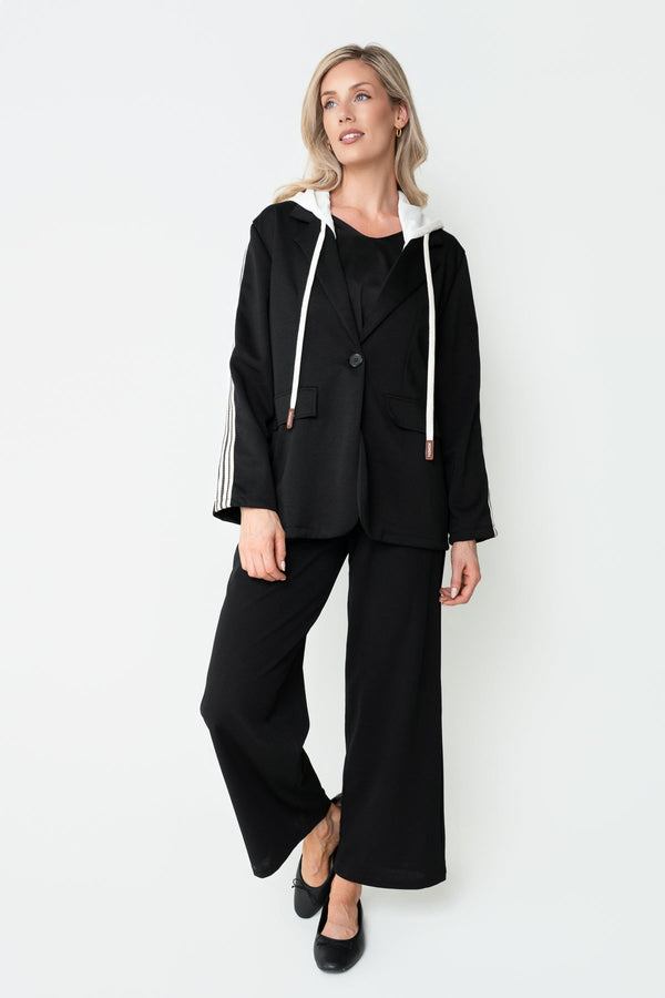 Carraig Donn Black Viscose Blend High Waisted Wide Leg Trousers