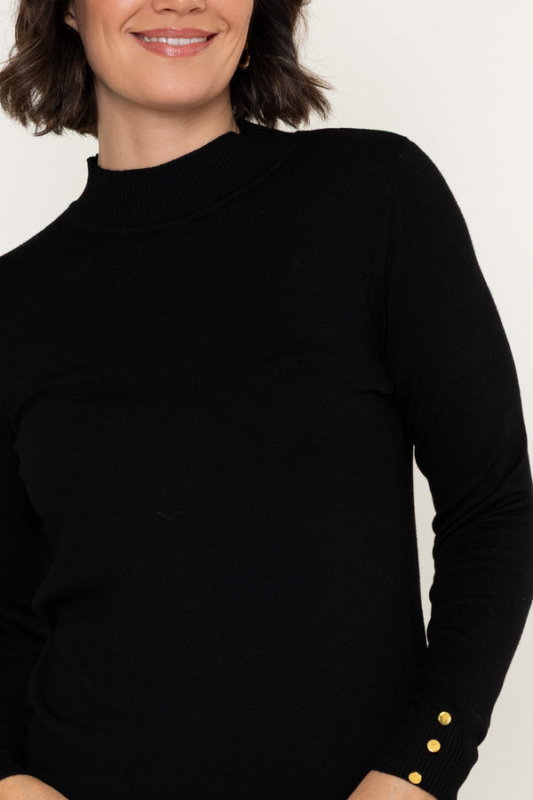 Carraig Donn Black Viscose Blend Knitted Turtleneck Long Sleeve Jumper