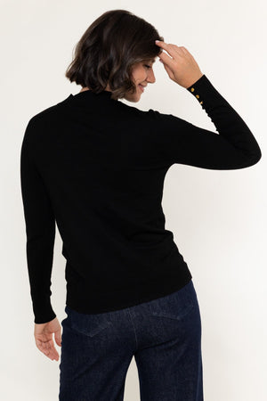 Carraig Donn Black Viscose Blend Knitted Turtleneck Long Sleeve Jumper