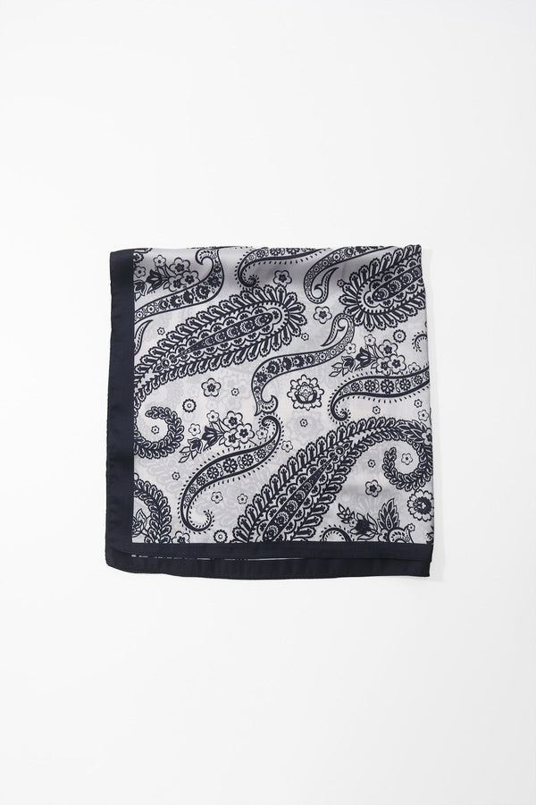 Carraig Donn Black & White Paisley Print Satin Neckerchief Scarf